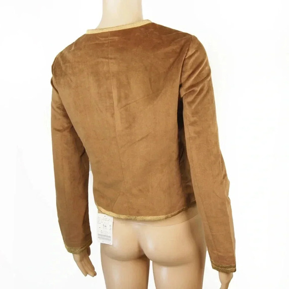 NWT Journal Standard Japan Brown Velvet Gold Military Drum Boy Cropped Jacket - Picture 3 of 6